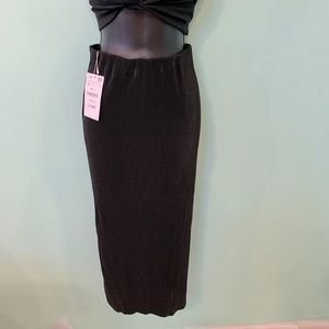 Zara black pleated pencil skirt